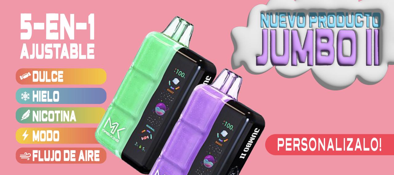 Vape Maskking Jumbo II 50000 caladas 5-en-1 ajustable: dulce, hielo, nicotina, modo y flujo de aire. Nuevo producto en México