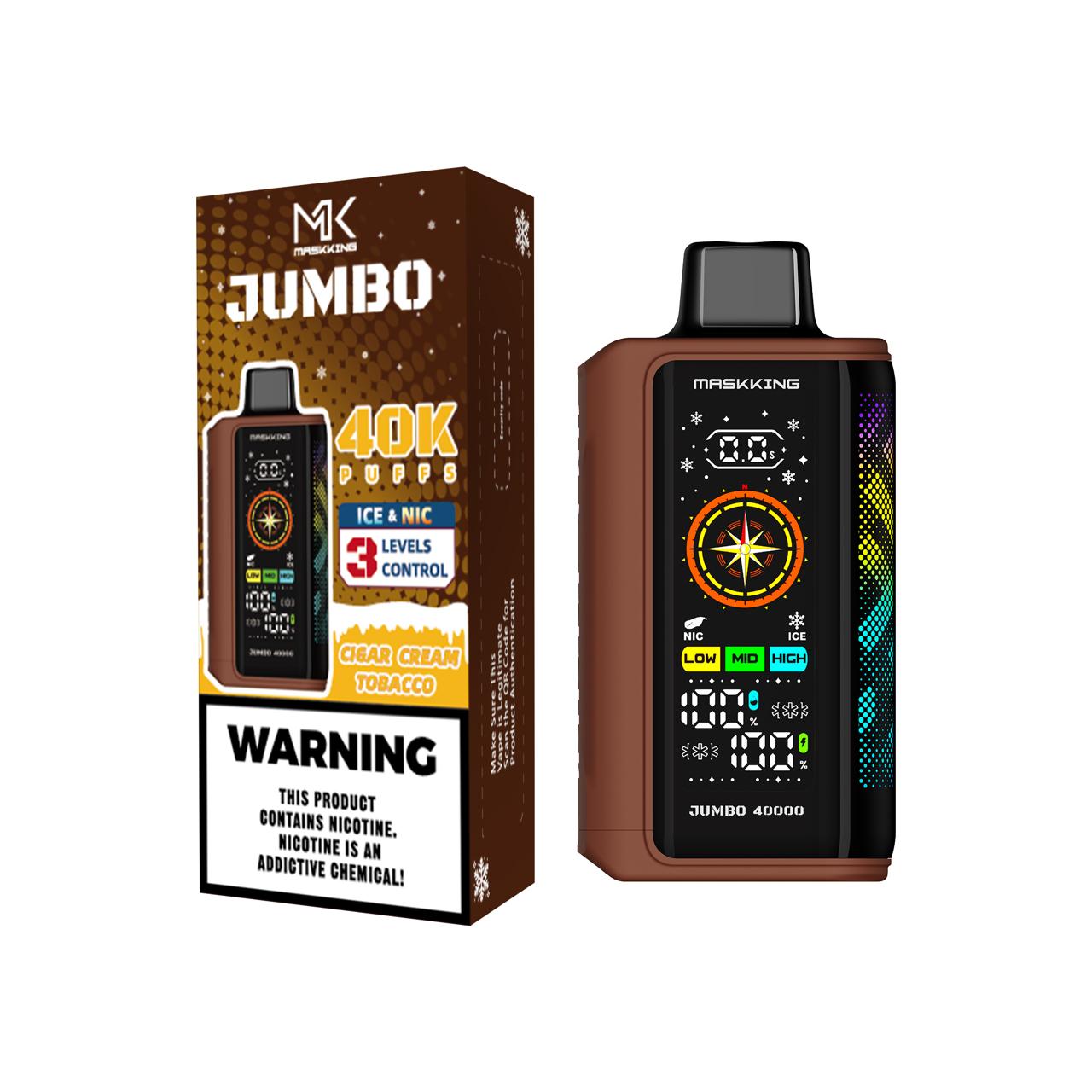 Maskking Jumbo vapeador 40000 puffs Cigar Cream Tobacco recargable México