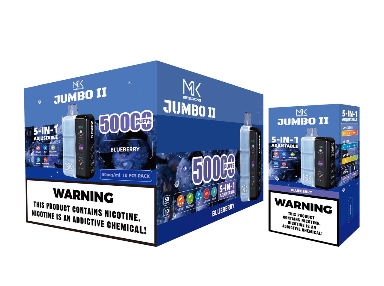 Maskking Jumbo II 10 Pack — Blueberry — Vape 50,000 caladas 5-en-1 ajustable Maskking México
