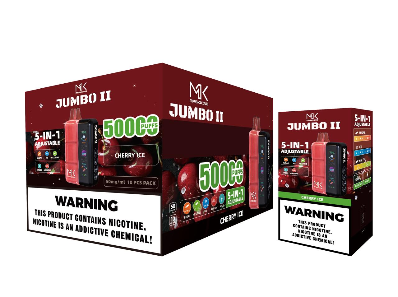 Maskking Jumbo II 10 Pack — Cherry Ice — Vape 50,000 caladas 5-en-1 ajustable Maskking México