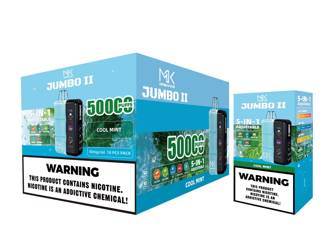 Maskking Jumbo II 10 Pack — Cool Mint — Vape 50,000 caladas 5-en-1 ajustable Maskking México