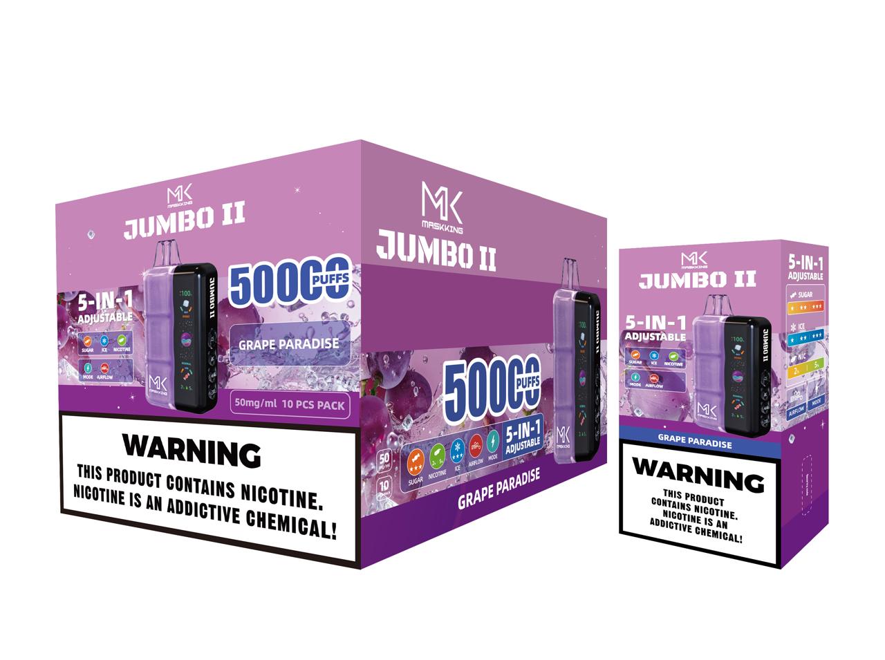 Maskking Jumbo II 10 Pack — Grape Paradise — Vape 50,000 caladas 5-en-1 ajustable Maskking México
