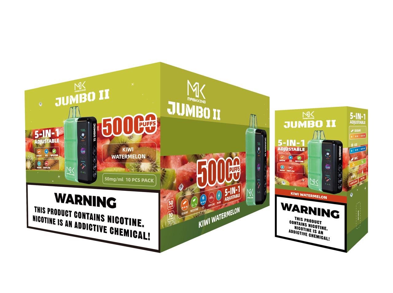 Maskking Jumbo II 10 Pack — Kiwi Watermelon — Vape 50,000 caladas 5-en-1 ajustable Maskking México