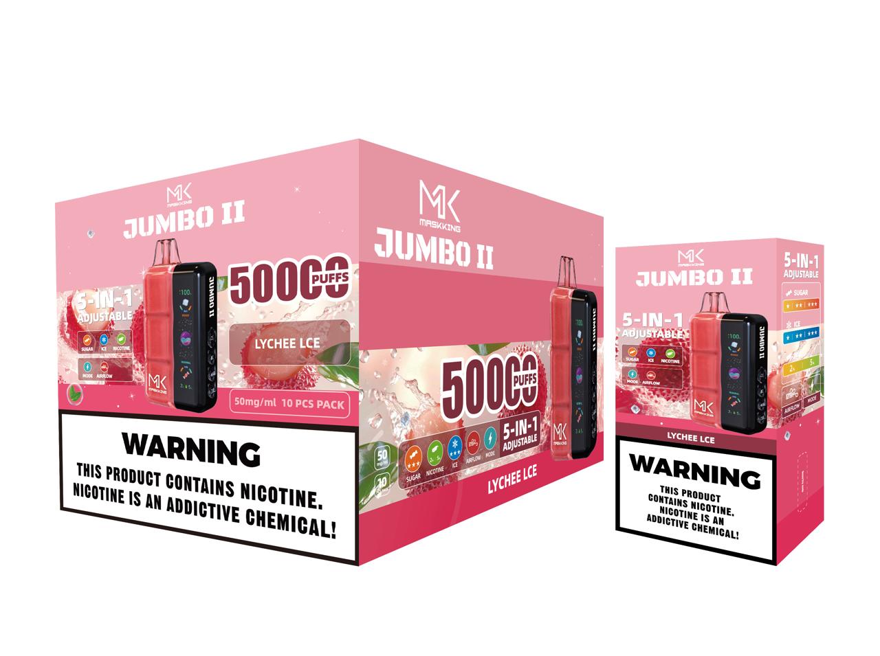 Maskking Jumbo II 10 Pack — Lychee Ice — Vape 50,000 caladas 5-en-1 ajustable Maskking México