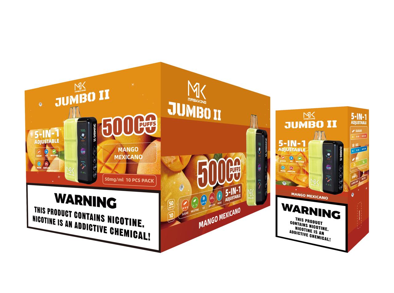 Maskking Jumbo II 10 Pack — Mango Mexicano — Vape 50,000 caladas 5-en-1 ajustable Maskking México