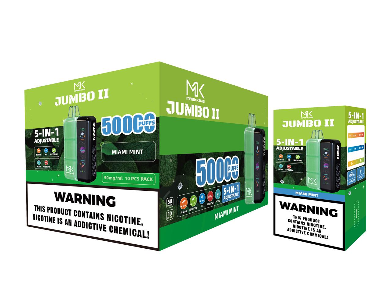 Maskking Jumbo II 10 Pack — Miami Mint — Vape 50,000 caladas 5-en-1 ajustable Maskking México