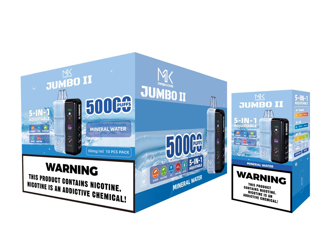 Maskking Jumbo II 10 Pack — Mineral Water — Vape 50,000 caladas 5-en-1 ajustable Maskking México