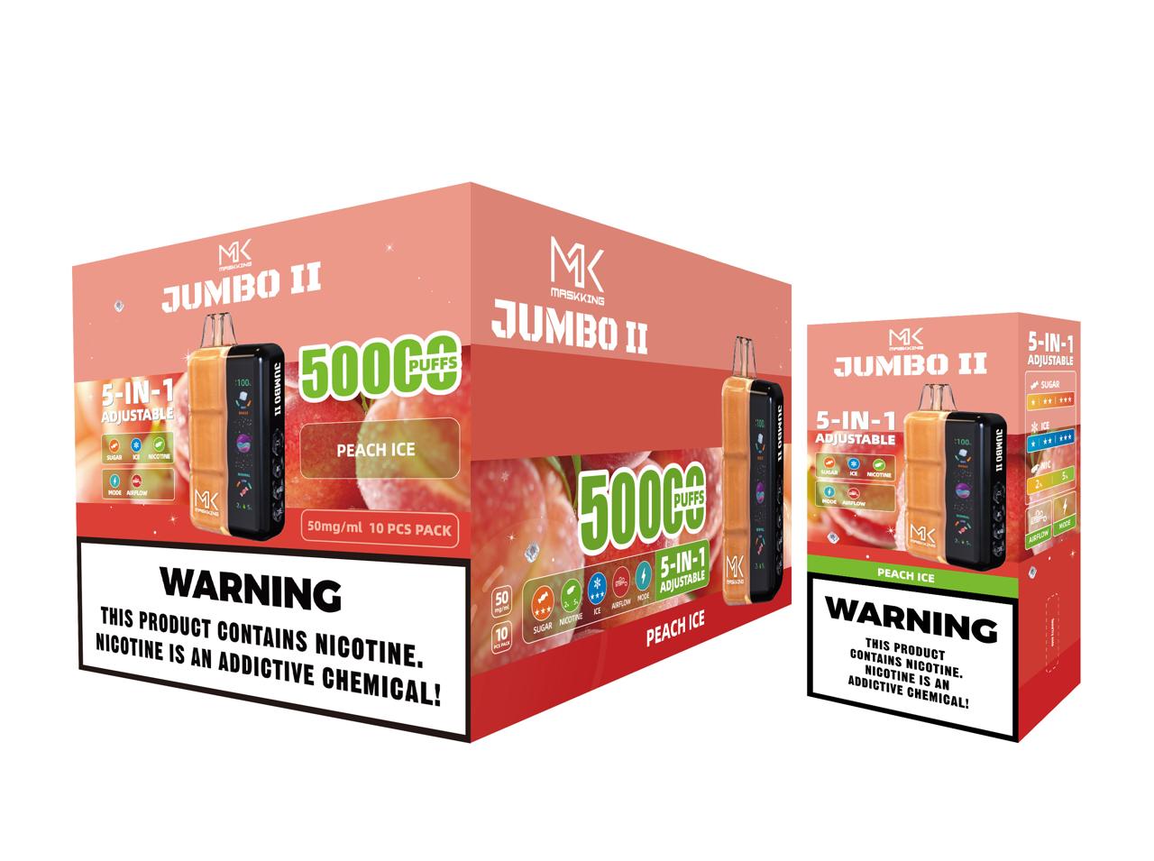 Maskking Jumbo II 10 Pack — Peach Ice — Vape 50,000 caladas 5-en-1 ajustable Maskking México