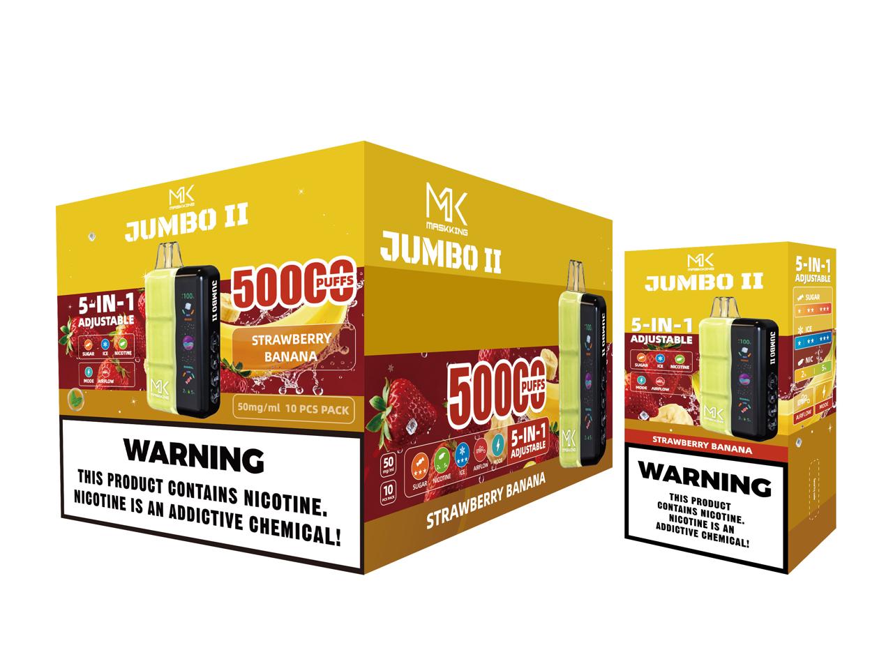 Maskking Jumbo II 10 Pack — Strawberry Banana — Vape 50,000 caladas 5-en-1 ajustable Maskking México