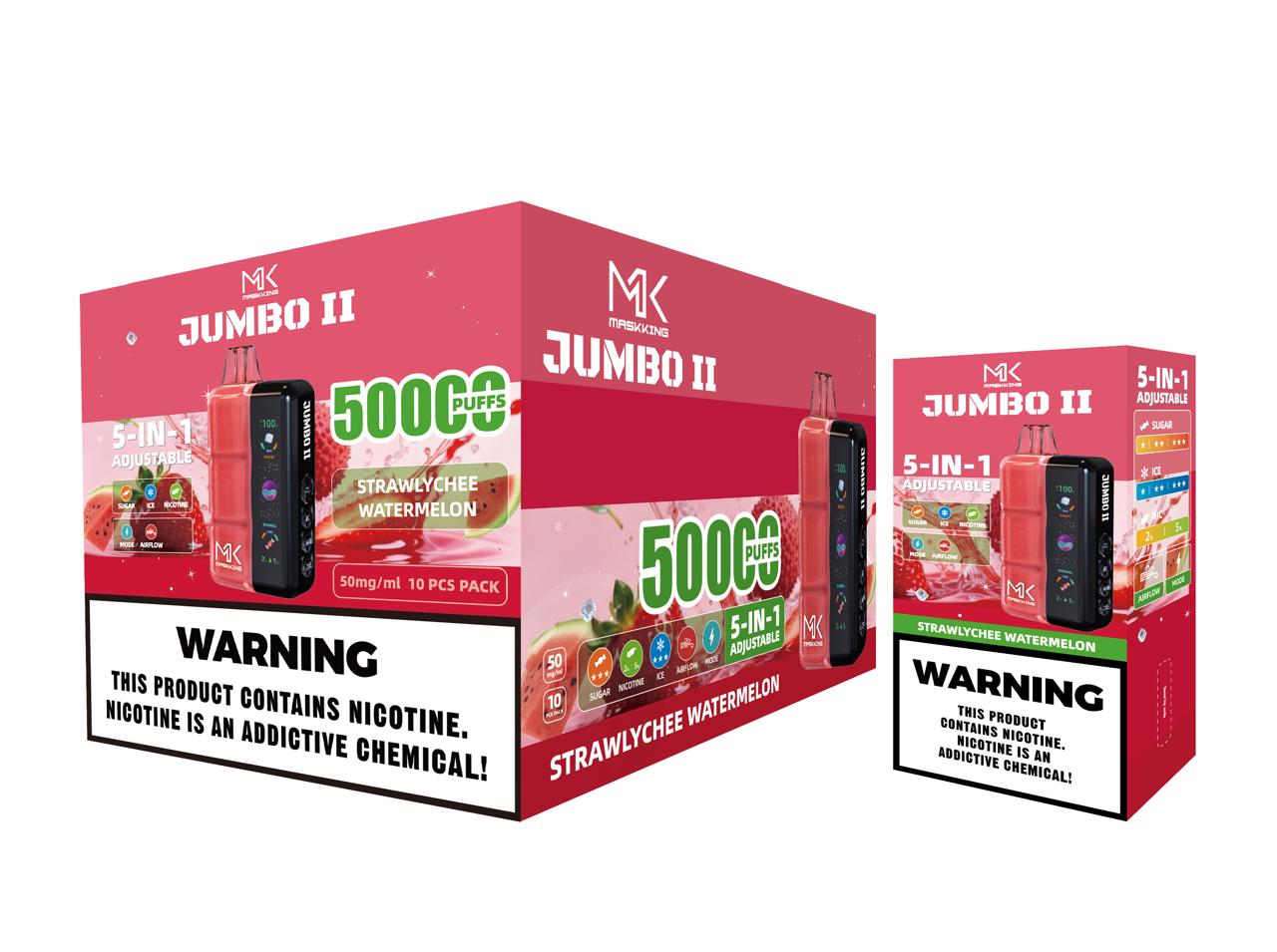 Maskking Jumbo II 10 Pack — Strawlychee Watermelon — Vape 50,000 caladas 5-en-1 ajustable Maskking México