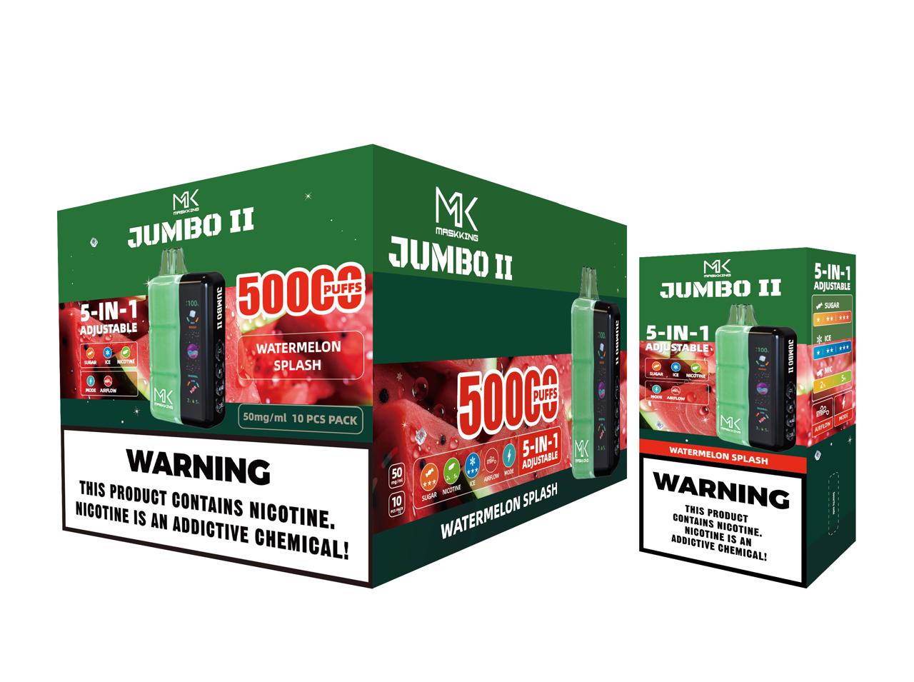 Maskking Jumbo II 10 Pack — Watermelon Splash — Vape 50,000 caladas 5-en-1 ajustable Maskking México