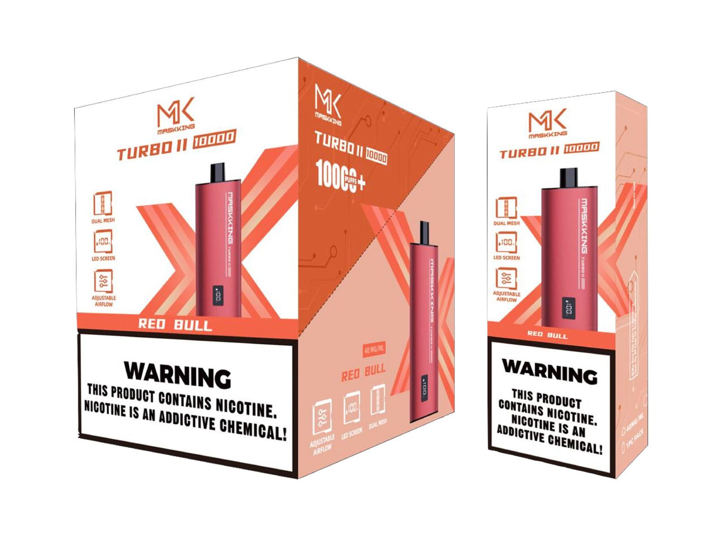 Maskking Turbo 10 Pack Red Bull, vapeador Maskking MK original con sabor energético, entrega inmediata en México.