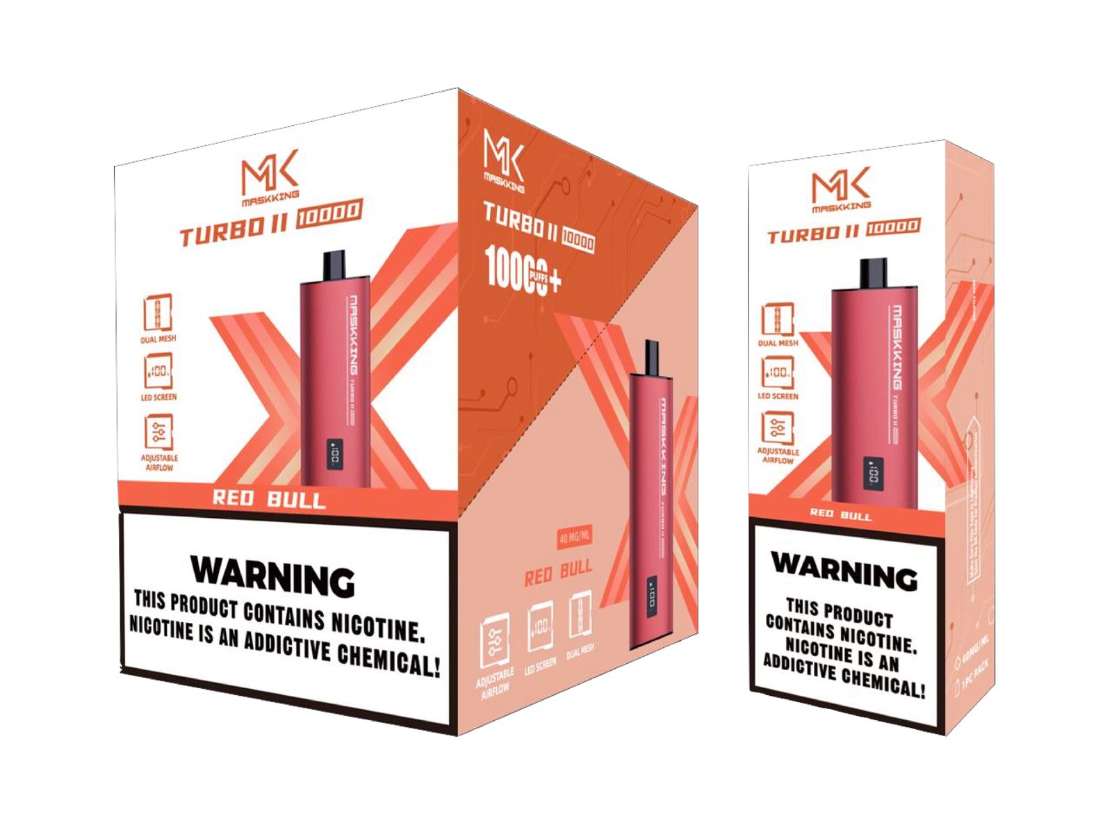Maskking Turbo 10 Pack Red Bull, vapeador Maskking MK original con sabor energético, entrega inmediata en México.