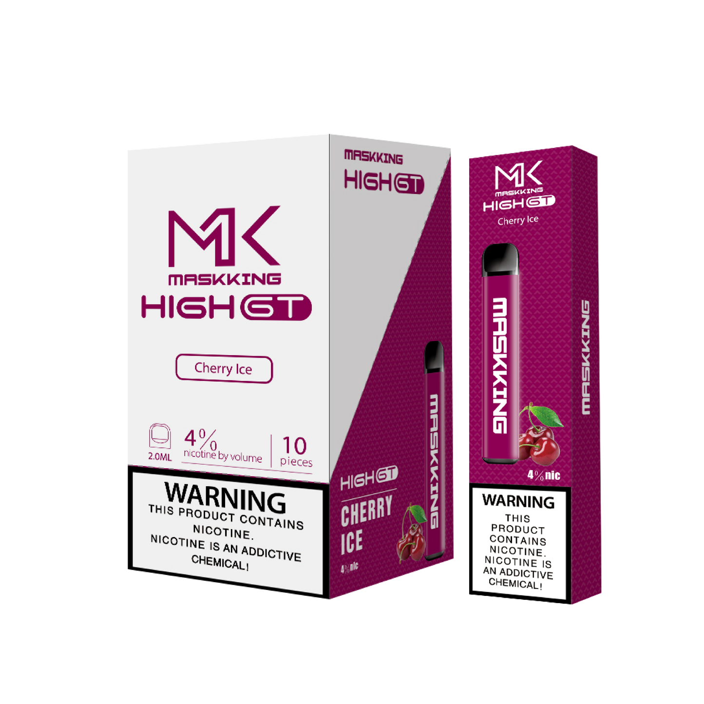 Maskking GT 10 Pack Cherry vape desechable original MK con sabor cereza dulce y suave, entrega express nacional.