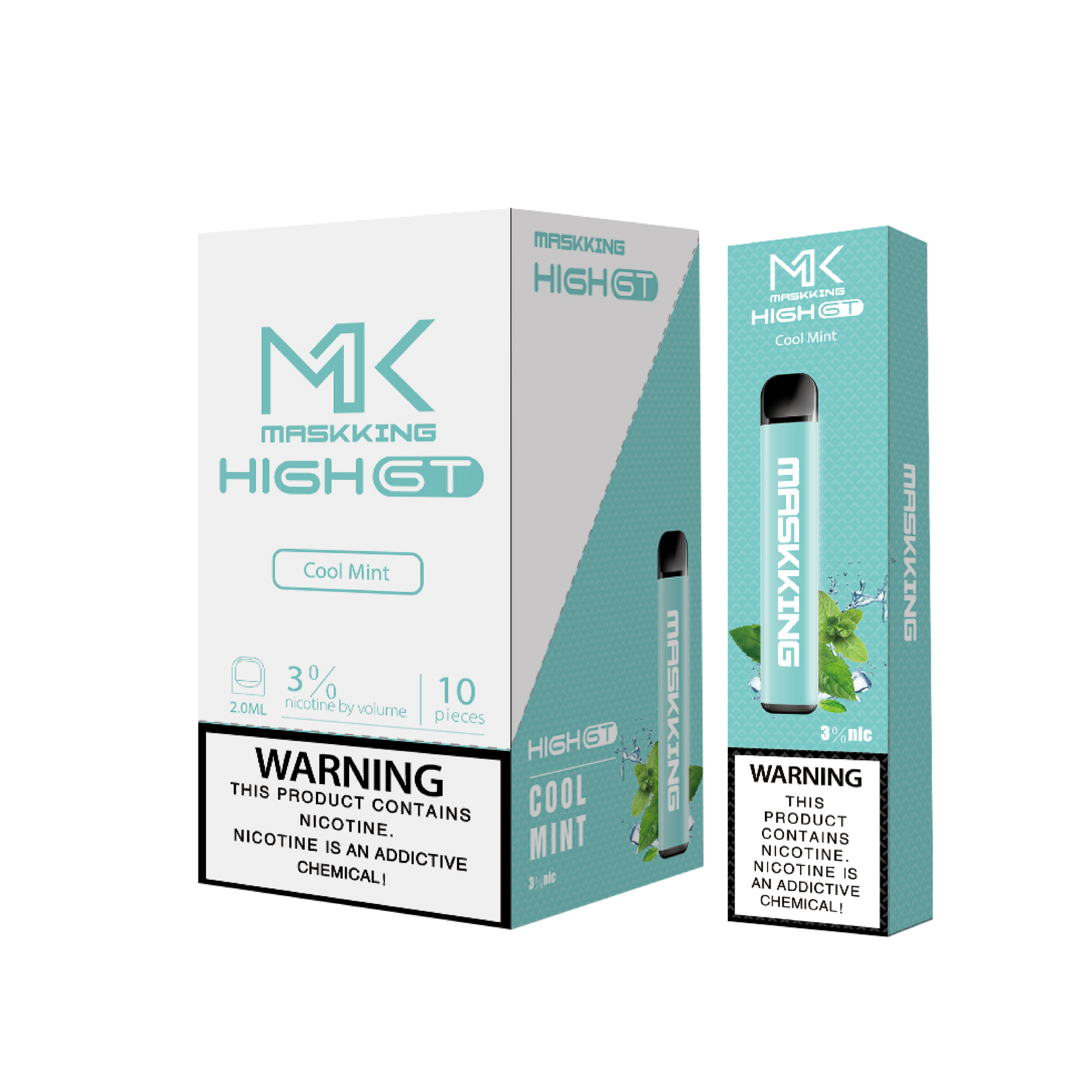 Maskking GT 10 Pack Cool Mint vapeador desechable original MK con sabor menta intensa y fresca, entrega express.