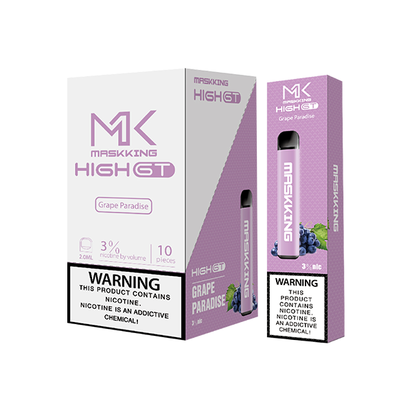 Maskking GT 10 Pack Grapes vape desechable original MK con sabor uva dulce y fresca, envío express nacional.