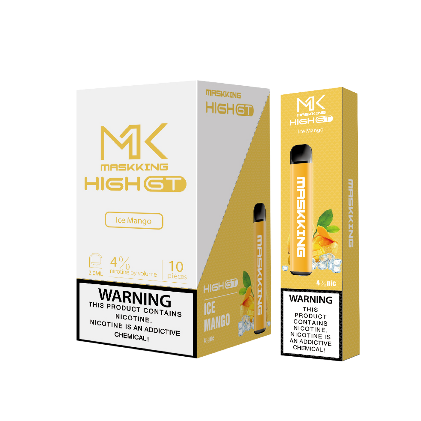 Maskking GT 10 Pack Ice Mango vape desechable original MK con sabor mango mentolado, entrega express nacional.