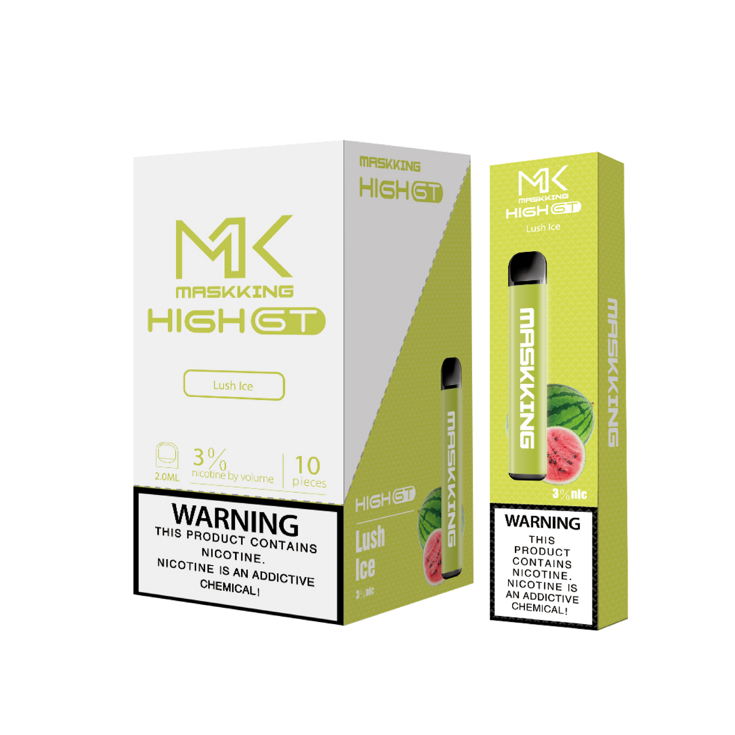 Maskking GT 10 Pack Lush Ice vapeador desechable MK original con sabor sandía con menta, envío rápido en México.