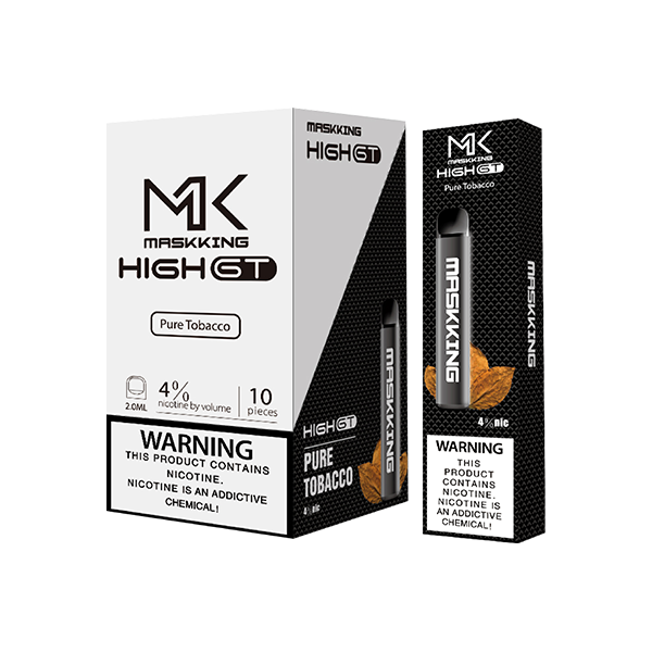 Maskking GT 10 Pack Pure Tobacco vape desechable original MK, sabor tabaco clásico suave, entrega nacional.