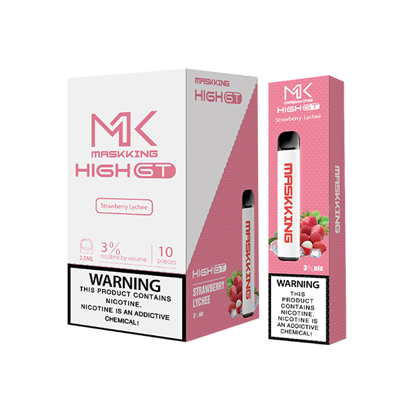 Maskking GT 10 Pack Strawberry Lychee vape desechable original MK con sabor fresa y lichi, envío rápido en México.
