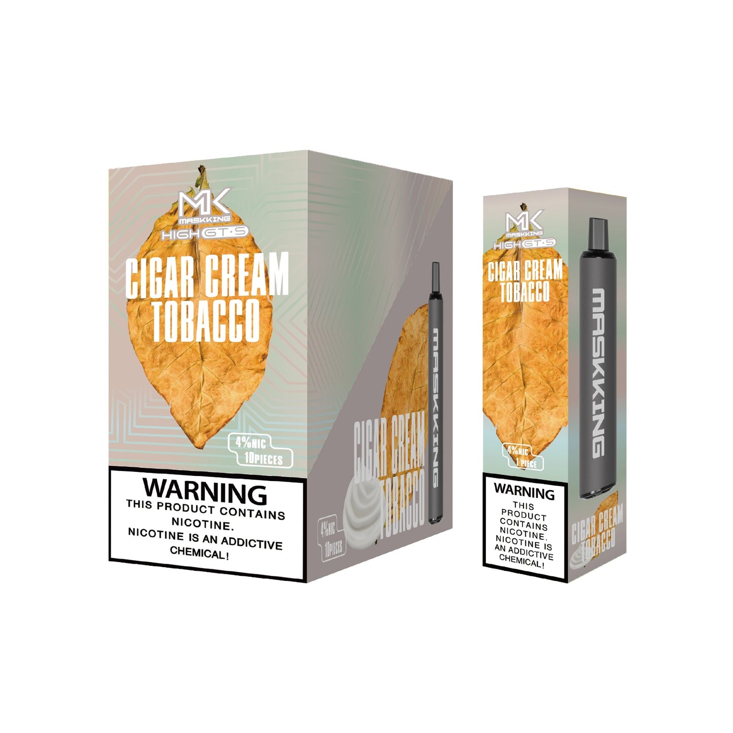 Maskking GTS 10 Pack Cigar Cream Tobacco vapeador MK original con sabor tabaco cremoso, envío nacional.