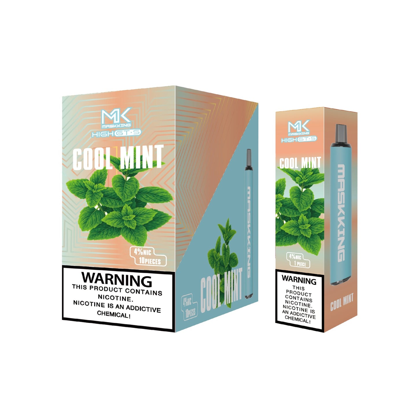 Maskking GTS 10 Pack Cool Mint vape desechable original con sabor menta fresca, entrega express nacional.