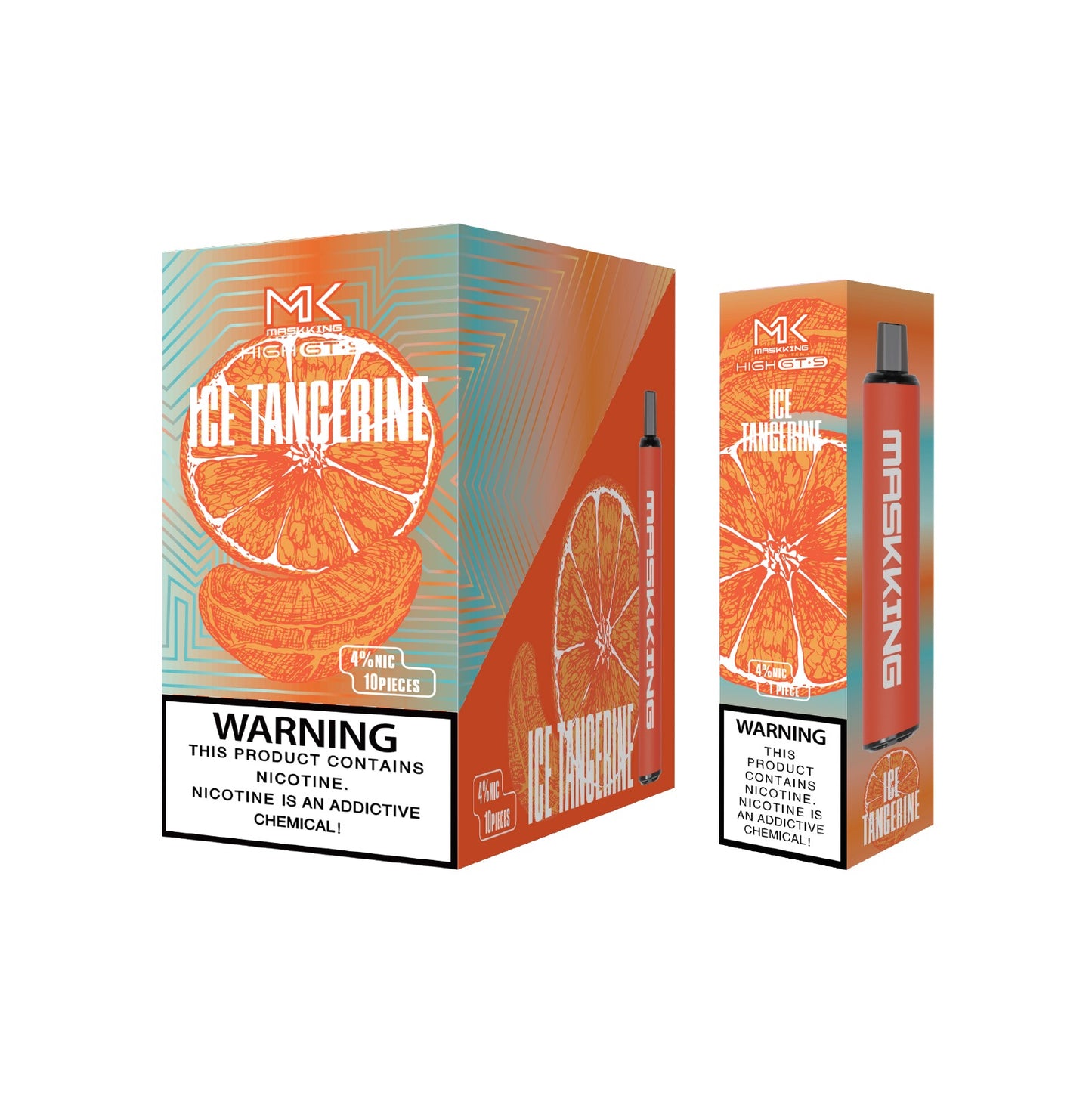 Maskking GTS 10 Pack Ice Tangerine vape desechable original MK, sabor mandarina helada, entrega nacional.