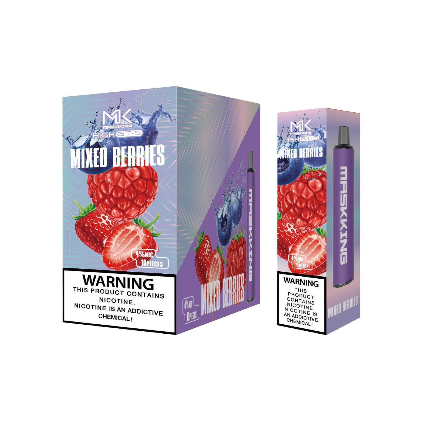 Maskking GTS 10 Pack Mixed Berries vape desechable MK original con sabor frutas del bosque, entrega inmediata.
