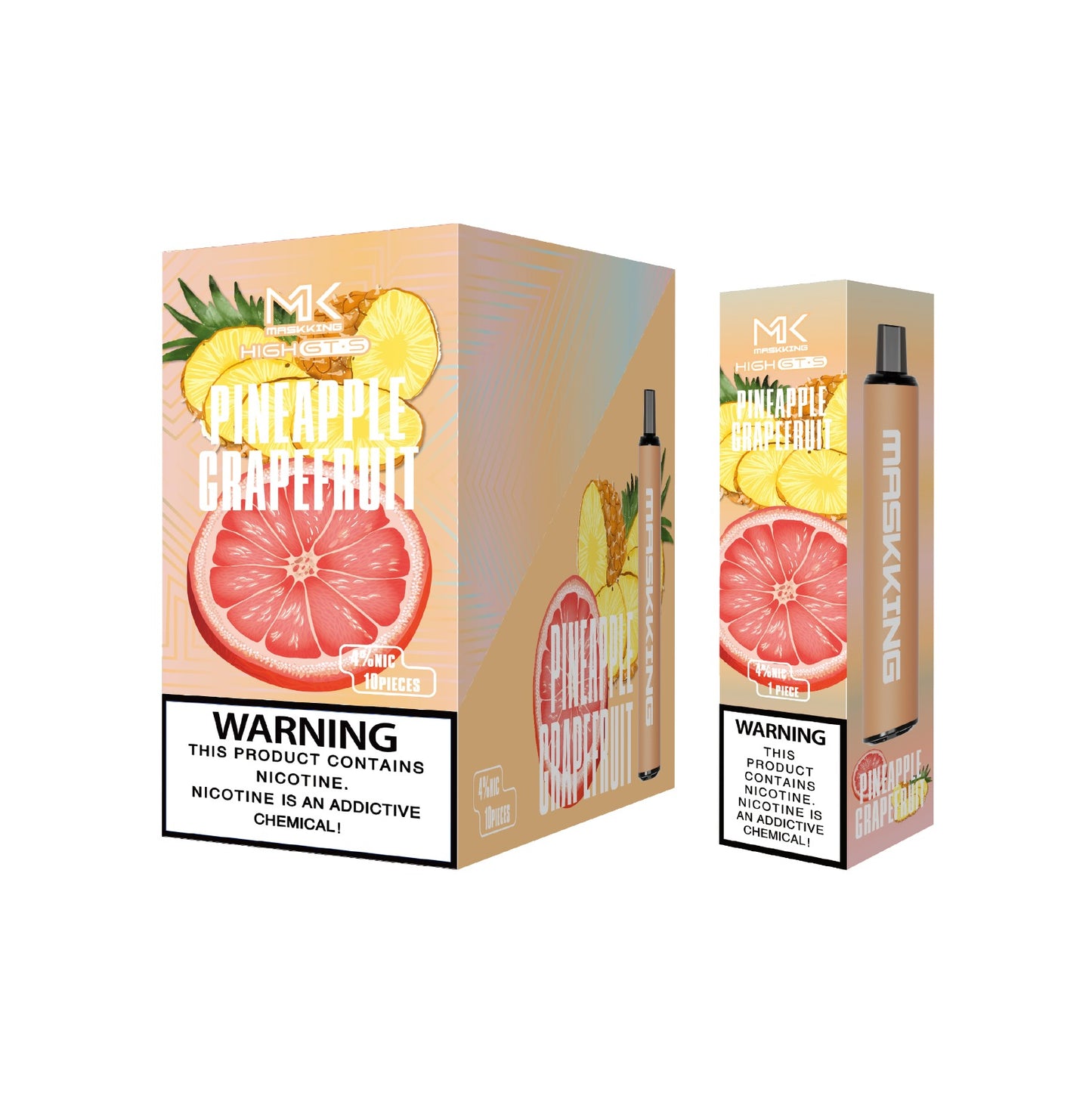 Maskking GTS 10 Pack Pineapple Grapefruit vape desechable original MK, sabor piña y toronja, entrega nacional.