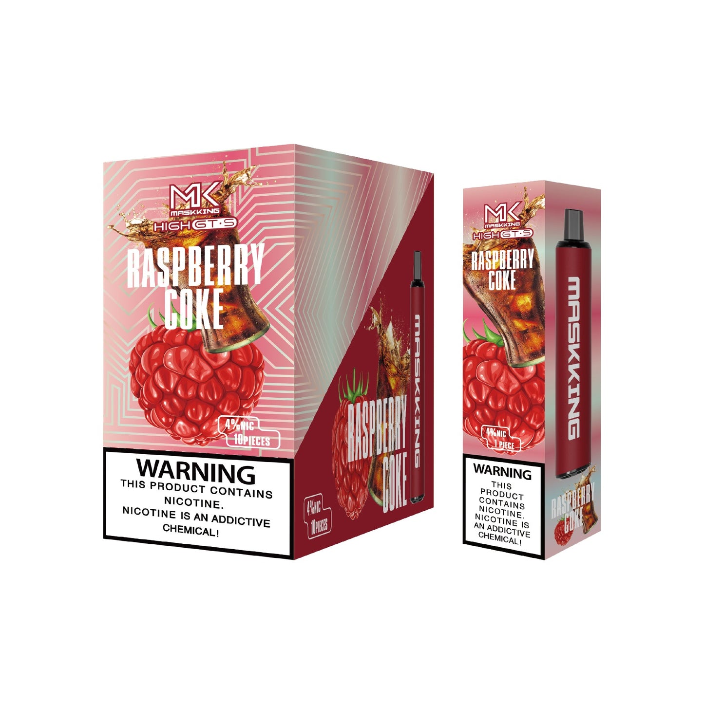 Maskking GTS 10 Pack Raspberry Coke vapeador original Maskking con sabor refresco de frambuesa, envío rápido.