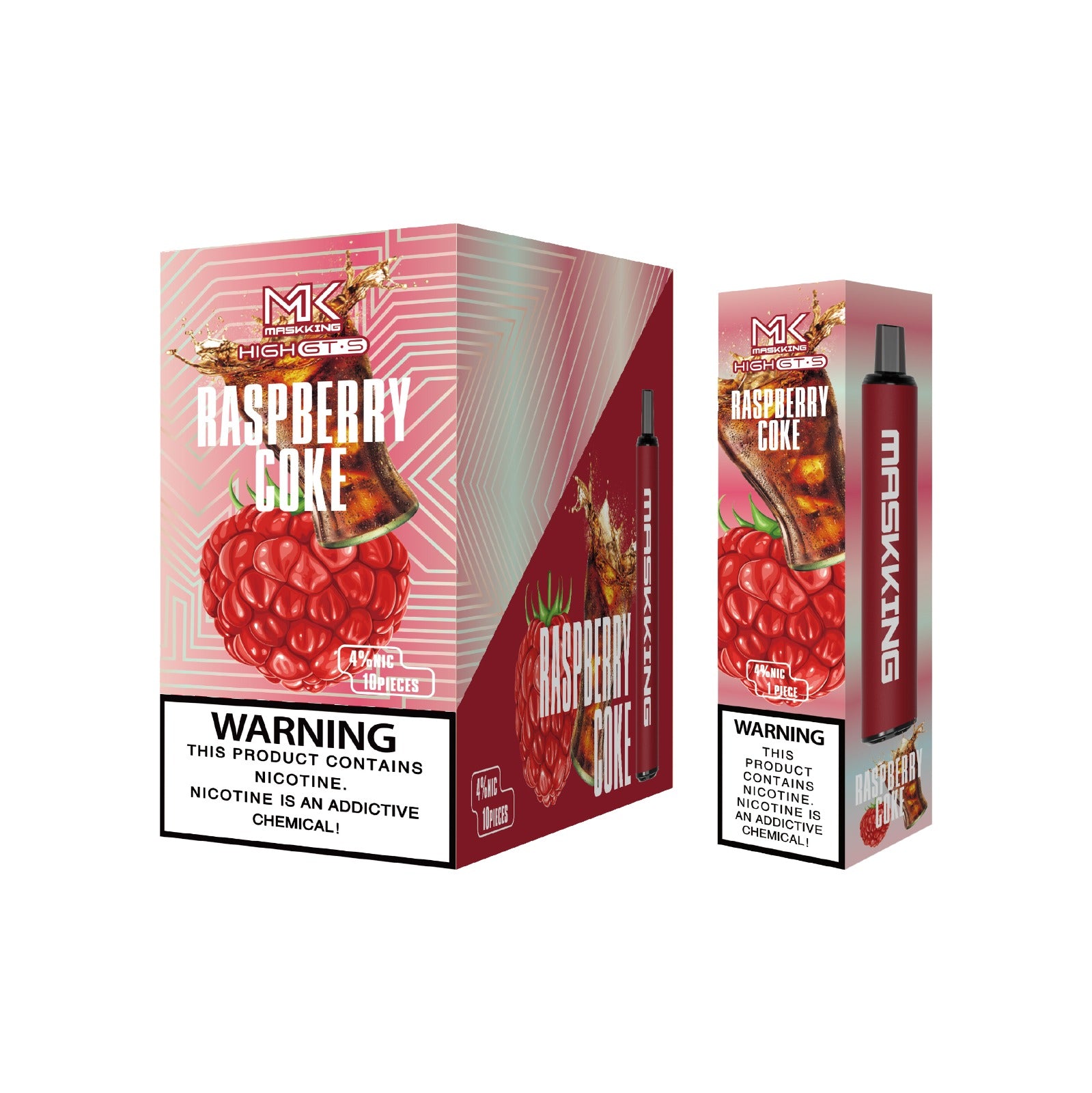 Maskking GTS 10 Pack Raspberry Coke vapeador original Maskking con sabor refresco de frambuesa, envío rápido.