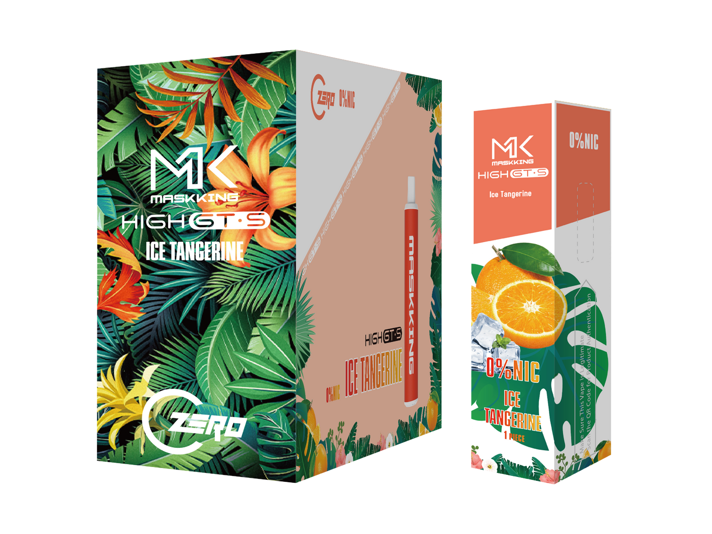 Maskking GTS Zero 10 Pack vapeador sin nicotina original, sabor mandarina mentolada, entrega express en México