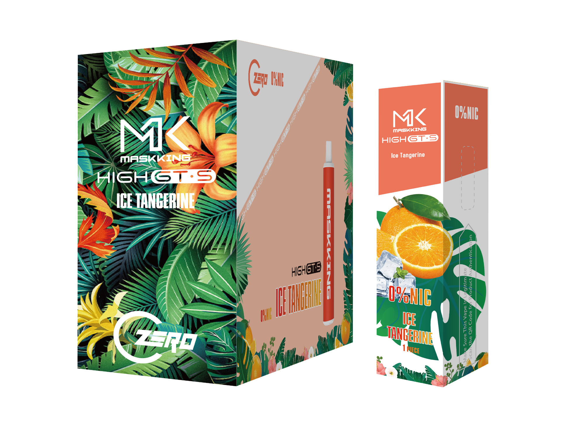 Maskking GTS Zero 10 Pack vapeador sin nicotina original, sabor mandarina mentolada, entrega express en México