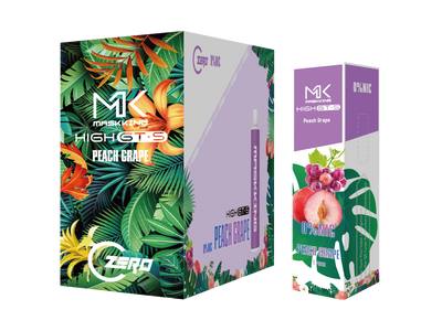 Maskking GTS Zero 10 Pack vape desechable sin nicotina, sabor durazno y uva, envío express nacional.