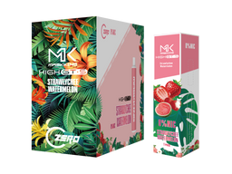 Maskking GTS Zero 10 Pack vape desechable sin nicotina, sabor fresa con lichi y sandía, envío rápido en México.