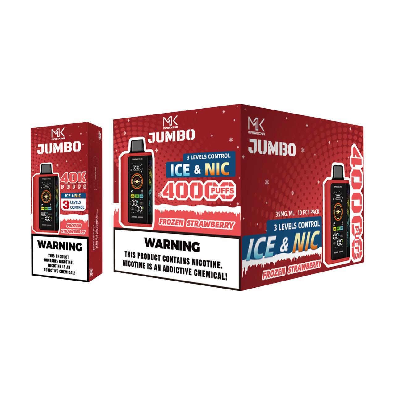 Vapeador Maskking Jumbo Frozen Strawberry con sabor a fresa helada, entrega en todo México.