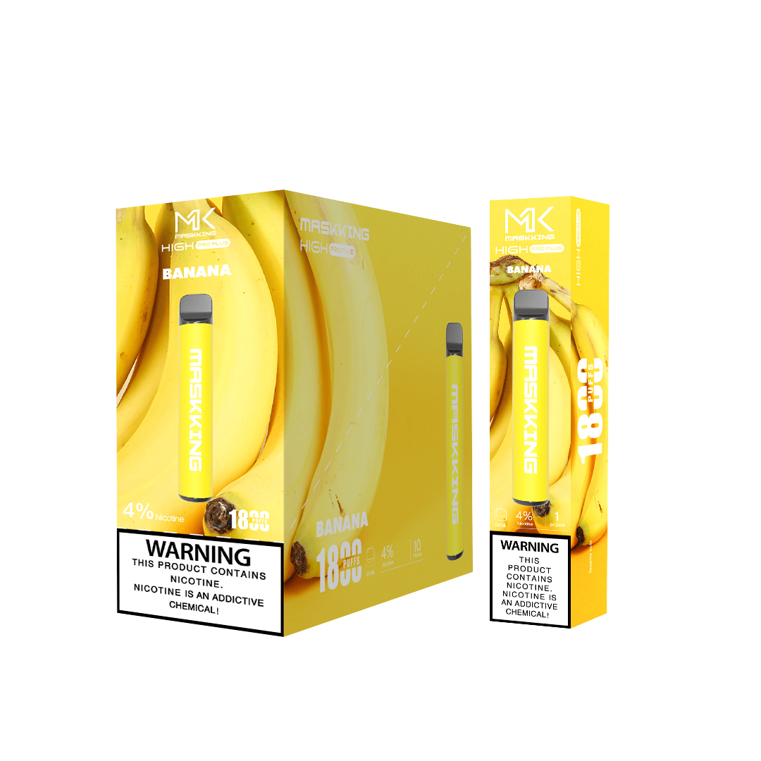 Maskking Pro Plus 10 Pack Banana Ice vapeador desechable MK original con sabor plátano fresco, envío express en México.