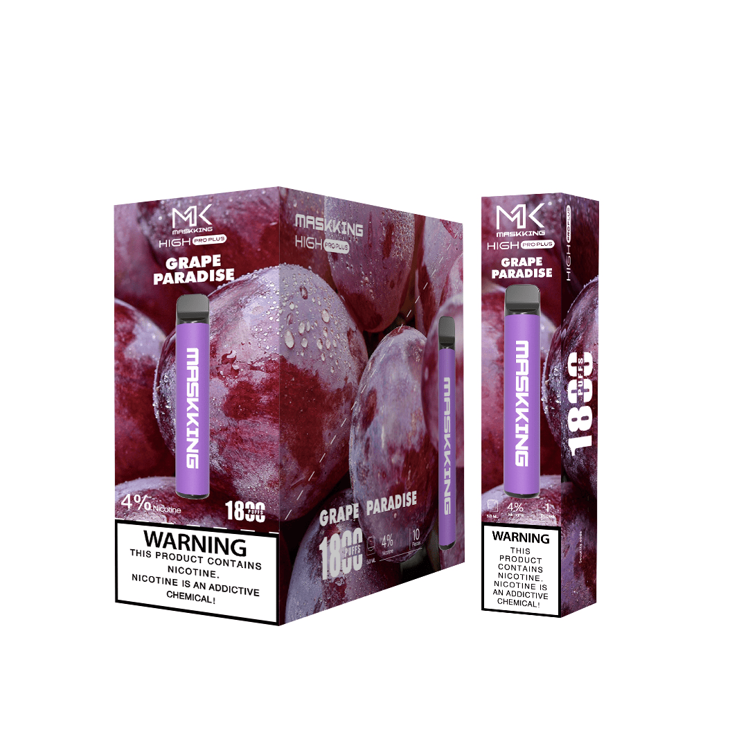 Maskking Pro Plus 10 Pack Grape Paradise vape desechable MK original, sabor uva intensa, envío rápido en México