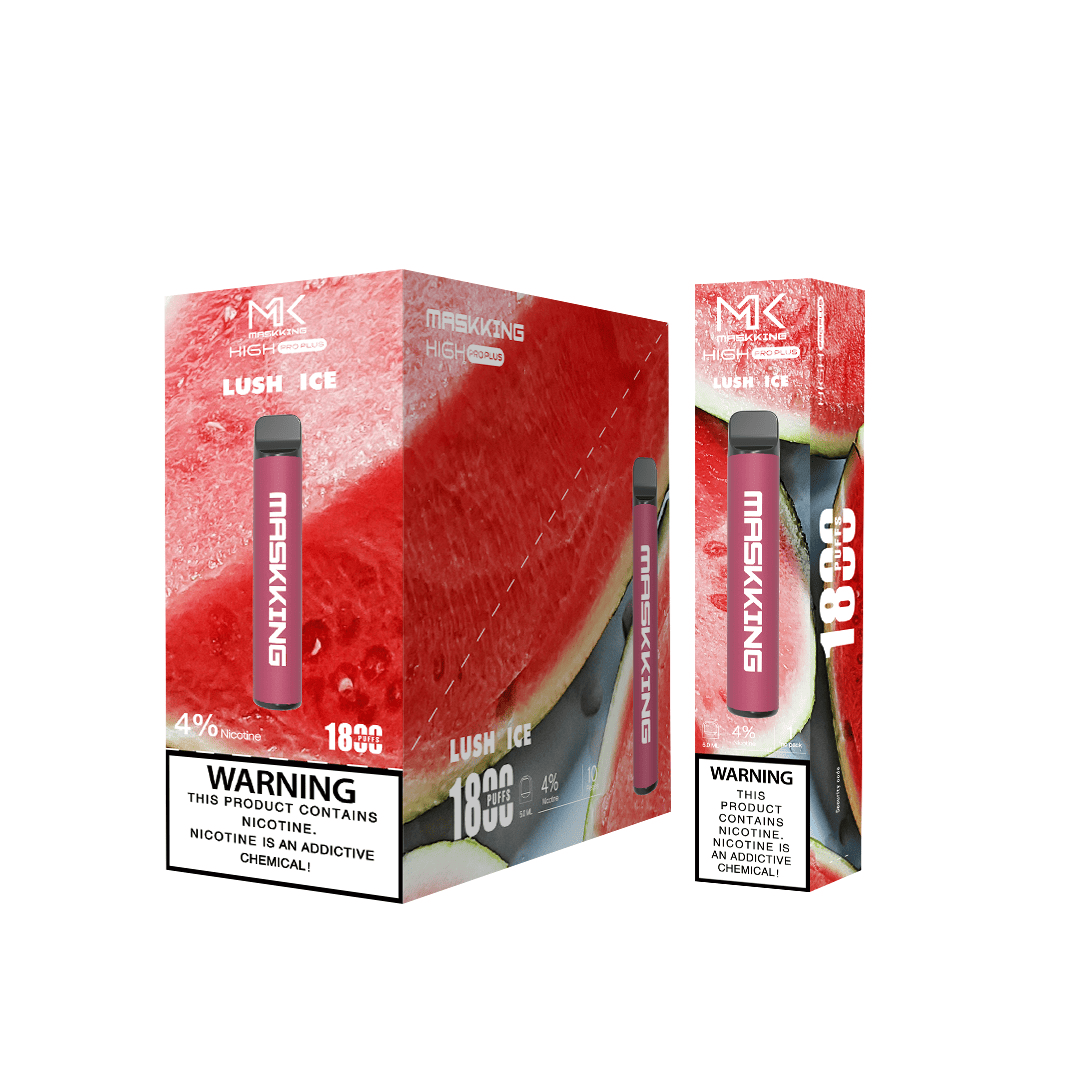 Maskking Pro Plus 10 Pack Lush Ice vapeador desechable original MK, sabor sandia con menta, entrega rápida en México.