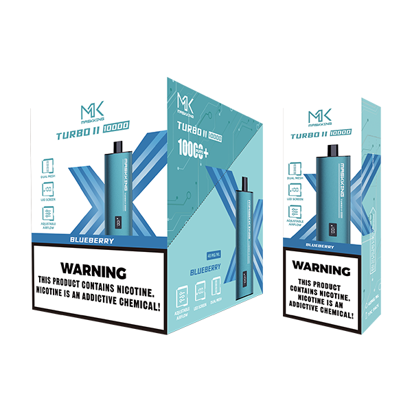 Maskking Turbo 10 Pack Blueberry, vape desechable original con sabor a mora azul y entrega inmediata en todo México.