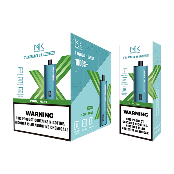 Maskking Turbo 10 Pack Cool Mint, vapeador desechable original MK con sabor mentolado y envío rápido en México