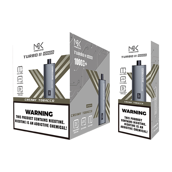 Maskking Turbo 10 Pack Creamy Tobacco vapeador original con sabor tabaco cremoso, envío en México.