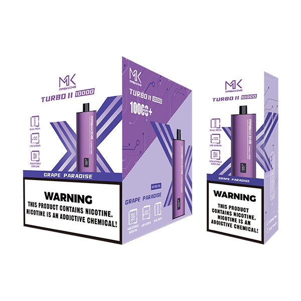 Maskking Turbo 10 Pack Grape Paradise, cigarro electrónico Maskking MK con sabor uva, original y de alta calidad.