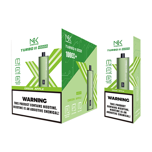 Maskking Turbo 10 Pack Green Apple vape desechable original con sabor manzana verde, entrega nacional.