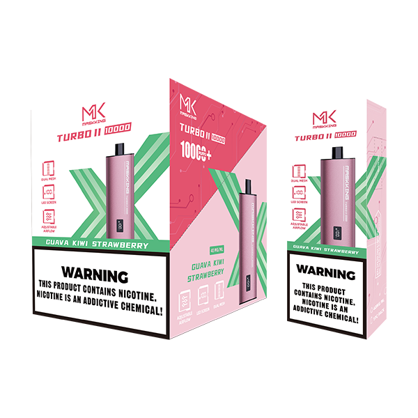 Maskking Turbo 10 Pack Guava Kiwi Strawberry vapeador MK con sabor tropical mixto, envío rápido.