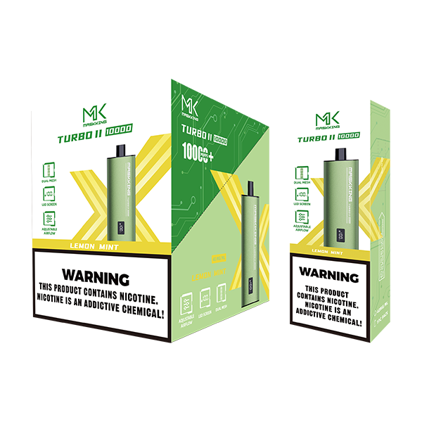 Maskking Turbo 10 Pack Lemon Mint vapeador original MK con sabor limón y menta, envío rápido en México.