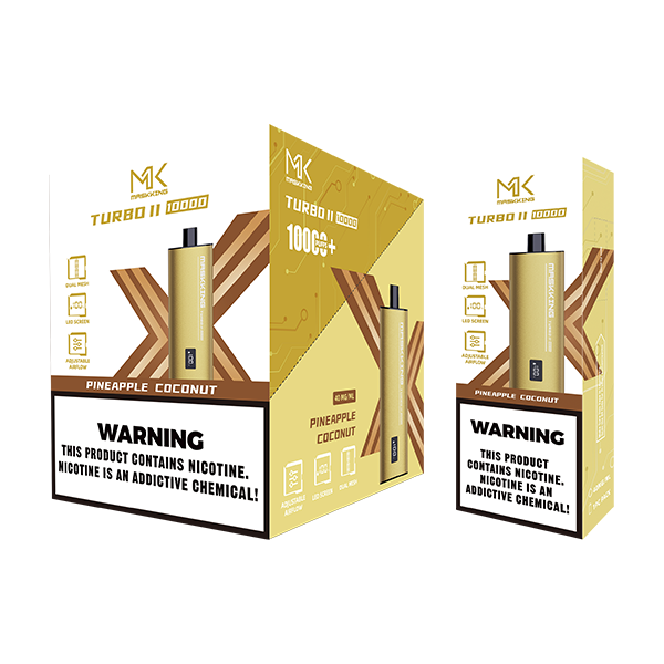 Maskking Turbo 10 Pack Pineapple Coconut vape desechable original con sabor piña y coco, entrega rápida.
