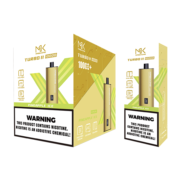Maskking Turbo 10 Pack Pineapple Ice, vape Maskking original con sabor piña fría, envío rápido en todo México.