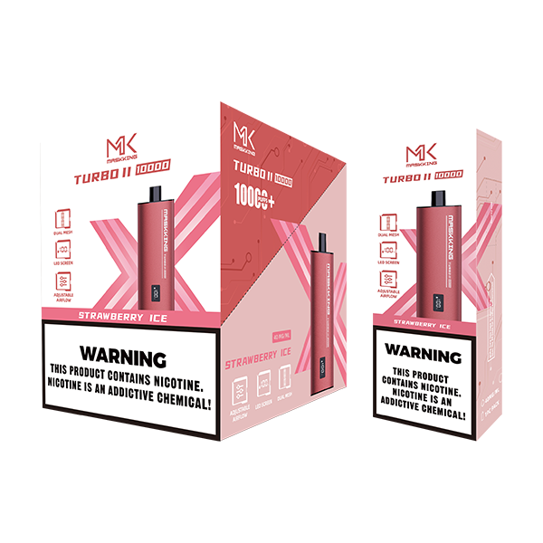 Maskking Turbo 10 Pack Strawberry Ice, vape MK original con sabor a fresa helada, entrega rápida en México