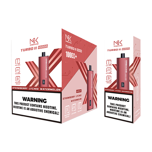 Maskking Turbo 10 Pack Strawberry Lychee Watermelon vape desechable original, sabor frutal triple, envío rápido